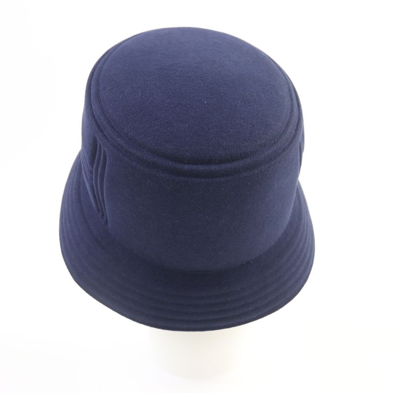 Hermes H Motif 100% Rabbit Felt Hat Navy 57 Women