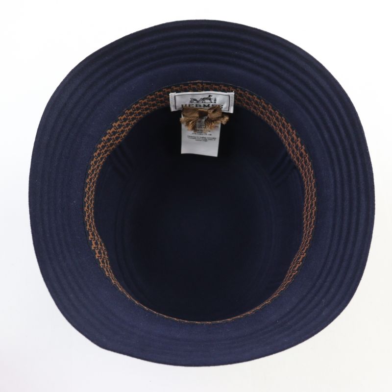Hermes H Motif 100% Rabbit Felt Hat Navy 57 Women
