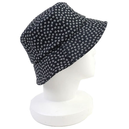 CHANEL 25SS Coco Beach Mini CC Logo Total Pattern Bucket Hat Black White S Made