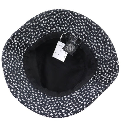 CHANEL 25SS Coco Beach Mini CC Logo Total Pattern Bucket Hat Black White S Made