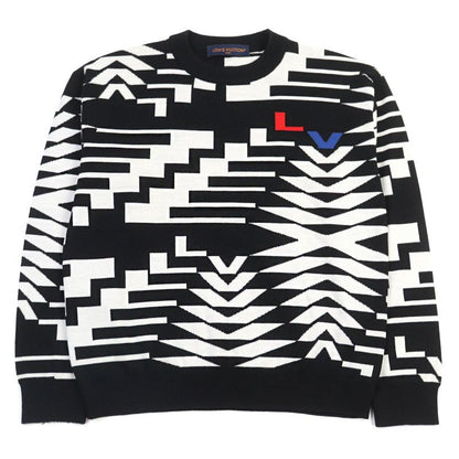 Louis Vuitton 24SS Hqn11w 100% Wool LV Fur Tree Logo Crew Neck Knit Black White