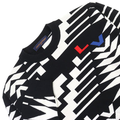 Louis Vuitton 24SS Hqn11w 100% Wool LV Fur Tree Logo Crew Neck Knit Black White