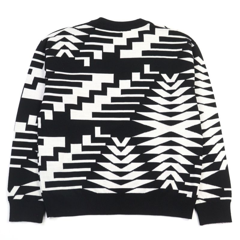 Louis Vuitton 24SS Hqn11w 100% Wool LV Fur Tree Logo Crew Neck Knit Black White