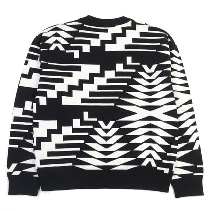 Louis Vuitton 24SS Hqn11w 100% Wool LV Fur Tree Logo Crew Neck Knit Black White