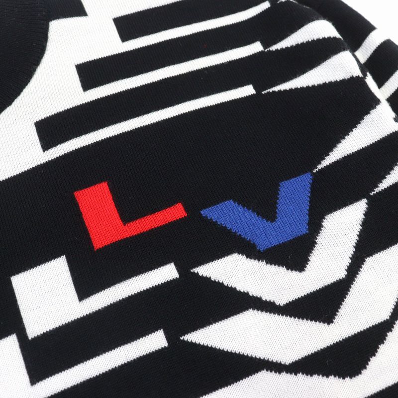 Louis Vuitton 24SS Hqn11w 100% Wool LV Fur Tree Logo Crew Neck Knit Black White