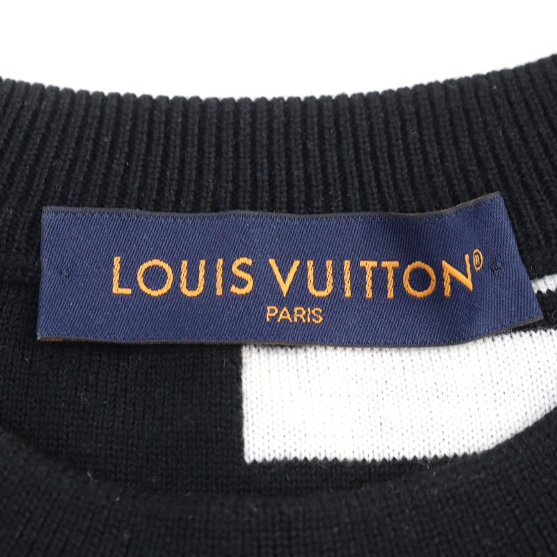 Louis Vuitton 24SS Hqn11w 100% Wool LV Fur Tree Logo Crew Neck Knit Black White