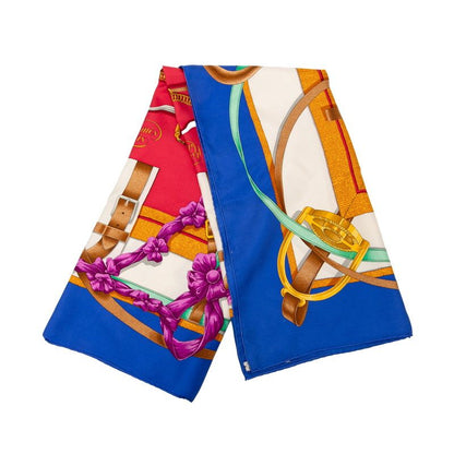 Hermes Carrée 90 Grand Manege Large Keynote Pink Blue Multicolor Silk Women's