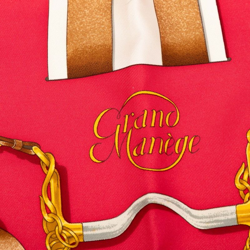 Hermes Carrée 90 Grand Manege Large Keynote Pink Blue Multicolor Silk Women's