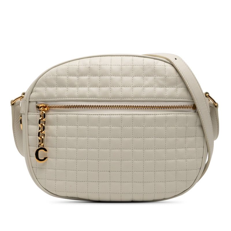 Celine Ccharm Crossbody Shoulder Bag White Leather Women Celine