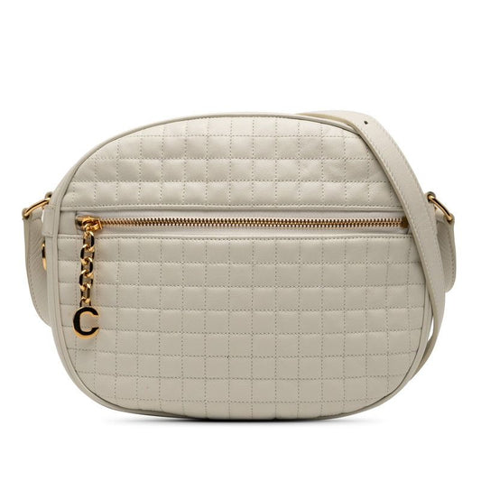 Celine Ccharm Crossbody Shoulder Bag White Leather Women Celine