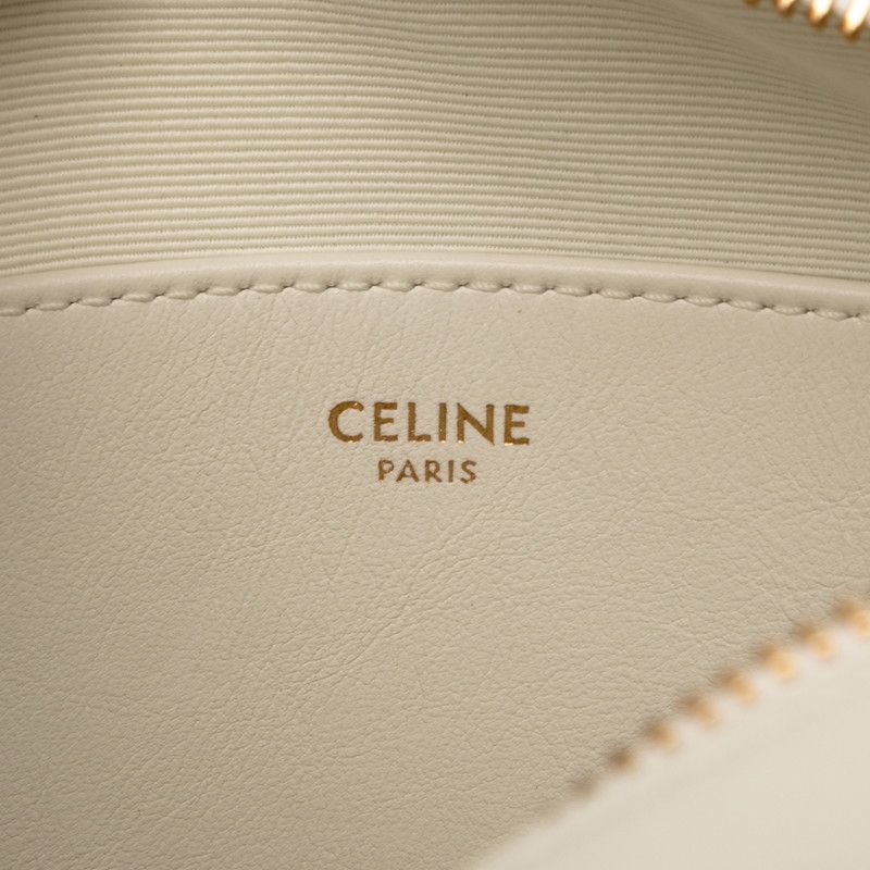 Celine Ccharm Crossbody Shoulder Bag White Leather Women Celine