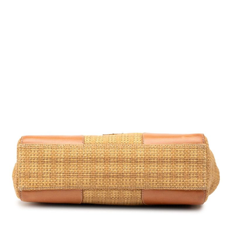 Prada Triangle Logo Plate Chain One Shoulder Bag Br2530 Beige Green Straw