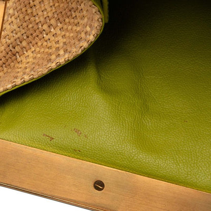 Prada Triangle Logo Plate Chain One Shoulder Bag Br2530 Beige Green Straw