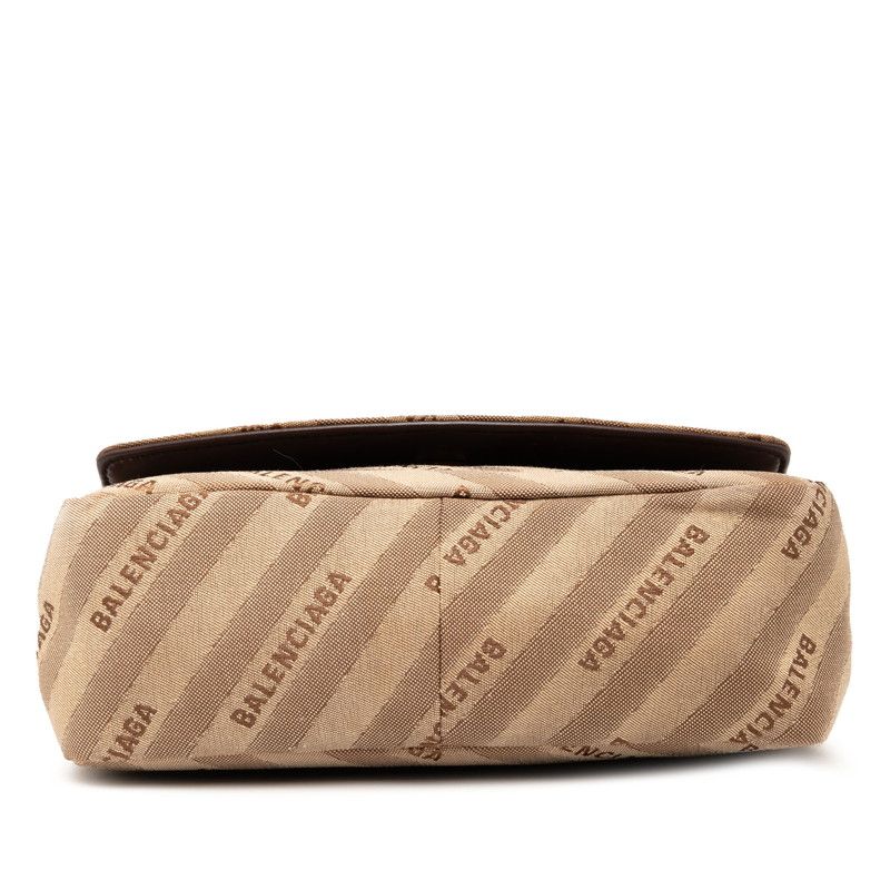 Balenciaga BB Logo Chain Shoulder Bag Handbag 516919 Beige Brown Canvas Leather