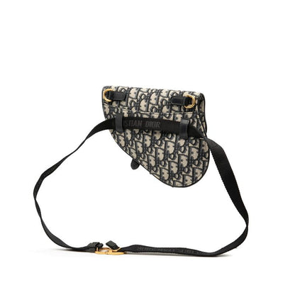 Dior Oblique Saddle Body Bag Waist Bag Navy Beige Canvas Leather Women's Dior