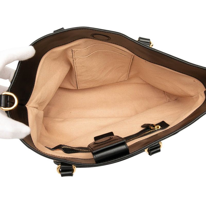 Gucci GG Supreme Bee Handbag Shoulder Bag 2WAY 473887 Beige Black PVC Leather