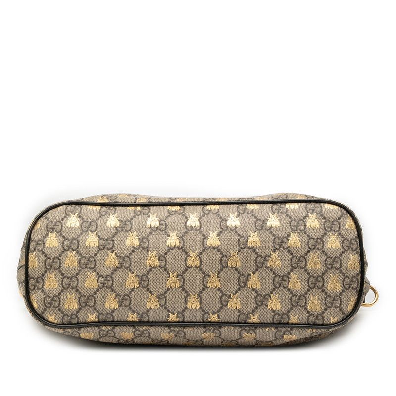 Gucci GG Supreme Bee Handbag Shoulder Bag 2WAY 473887 Beige Black PVC Leather