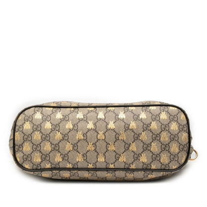 Gucci GG Supreme Bee Handbag Shoulder Bag 2WAY 473887 Beige Black PVC Leather