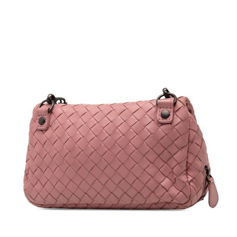 Bottega Veneta Intrecciato Chain Shoulder Bag Pink Leather Women Bottega Veneta