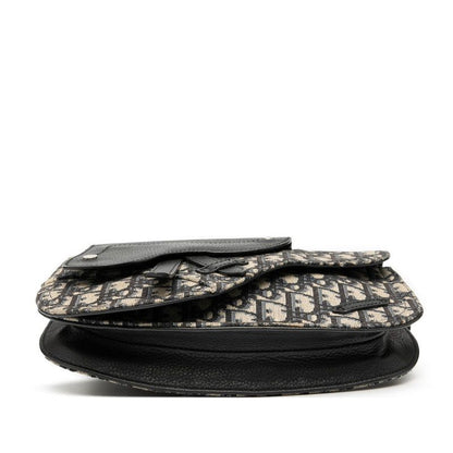 Dior Oblique Saddle Body Bag Waist Bag Shoulder Bag Navy Beige Canvas Leather