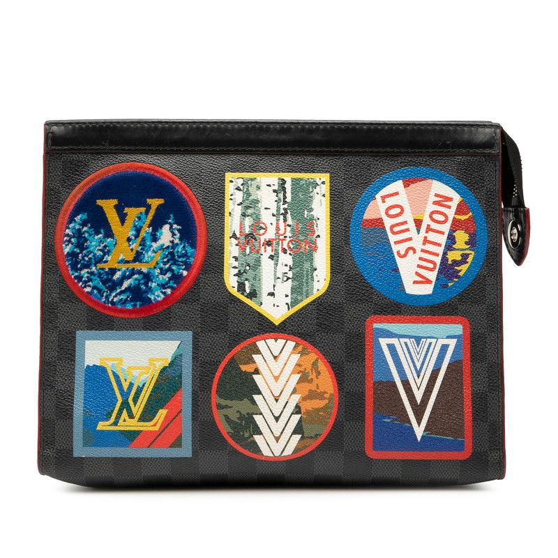 Louis Vuitton Damier Graphite Pochette Voyage MM N60134 Black Multicolor PVC