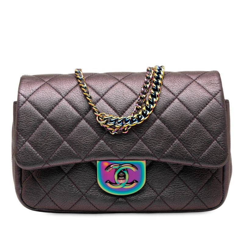 Chanel Matelasse Gradient Metallic Handbag Shoulder Bag 2WAY Purple Leather