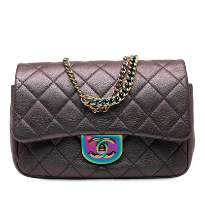 Chanel Matelasse Gradient Metallic Handbag Shoulder Bag 2WAY Purple Leather