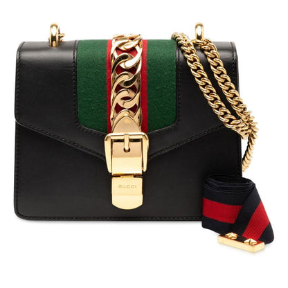 Gucci Sylvie Chain Shoulder Bag 431666 Black Multicolor Leather Women's Gucci