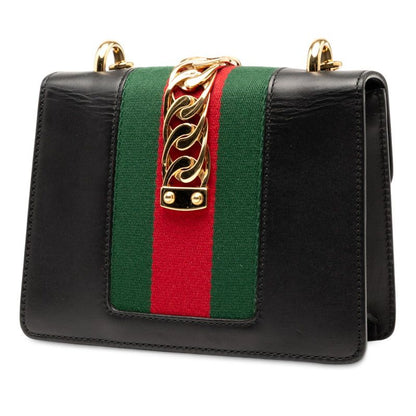 Gucci Sylvie Chain Shoulder Bag 431666 Black Multicolor Leather Women's Gucci