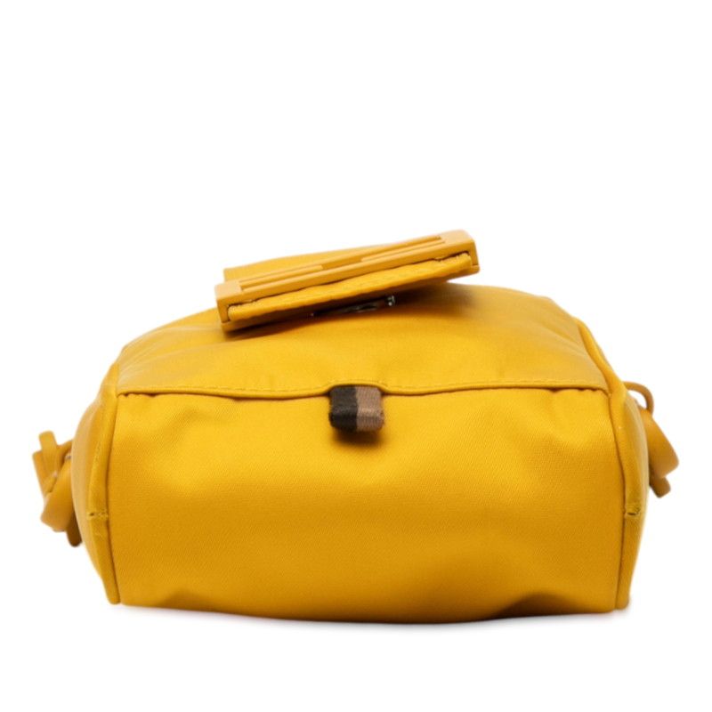 Fendi FF Logo 7as056 Yellow Nylon Leather Women Fendi