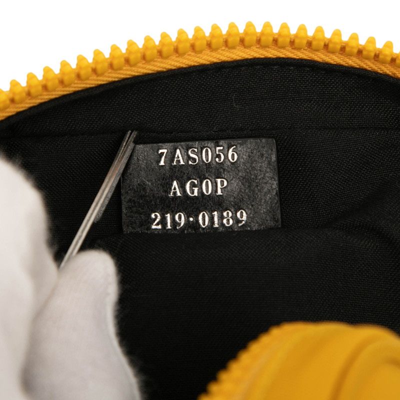 Fendi FF Logo 7as056 Yellow Nylon Leather Women Fendi