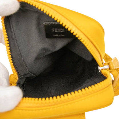 Fendi FF Logo 7as056 Yellow Nylon Leather Women Fendi