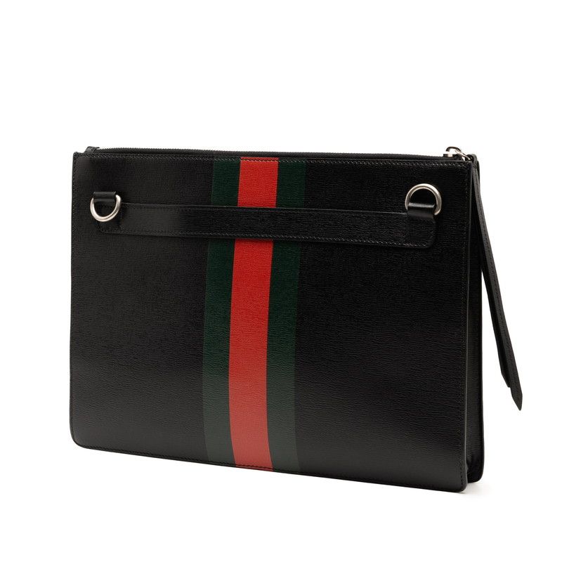 Gucci Sherry Line Clutch Bag Shoulder Bag 429016 Black Multicolor Leather Men's