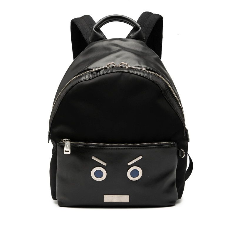 Fendi Faith Backpack 7vz012 Black Leather Nylon Women's Fendi