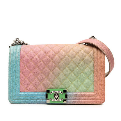 Chanel Boy Chanel Coco Mark Chain Shoulder Bag Multicolor Caviar Skin Women