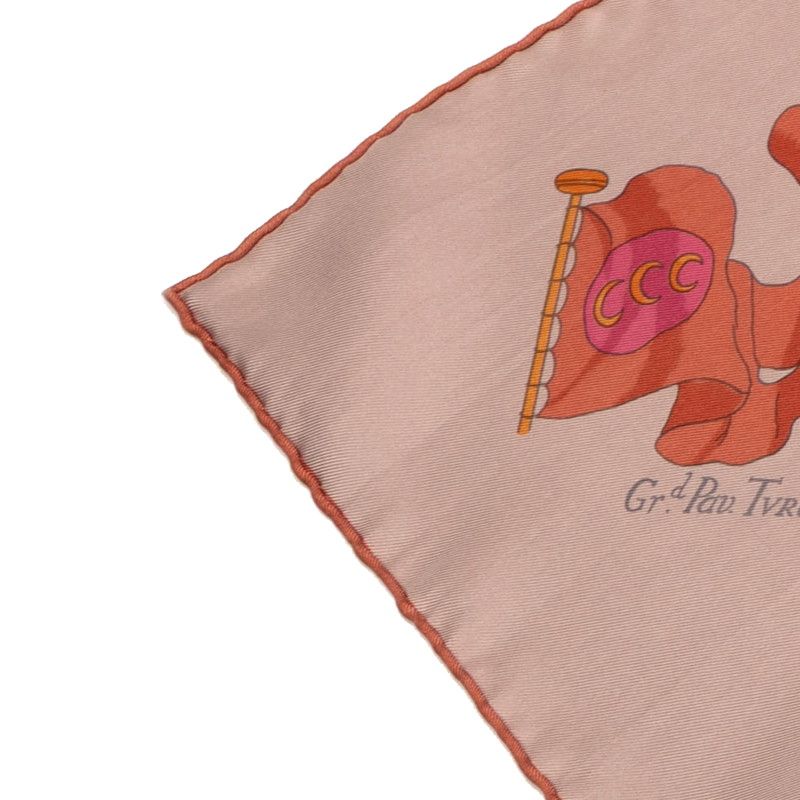 Hermes Carre 90 Pavois Ship Flag Brown Multicolor Silk Women Hermes