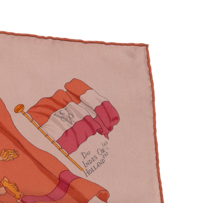 Hermes Carre 90 Pavois Ship Flag Brown Multicolor Silk Women Hermes