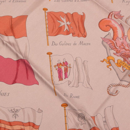 Hermes Carre 90 Pavois Ship Flag Brown Multicolor Silk Women Hermes