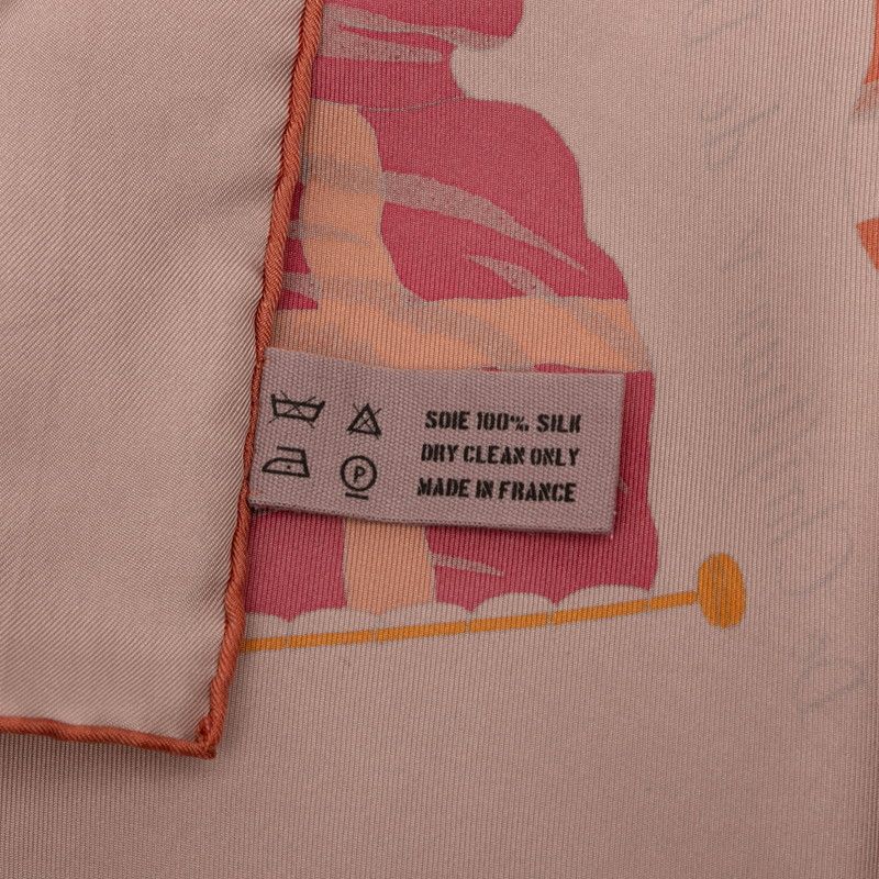 Hermes Carre 90 Pavois Ship Flag Brown Multicolor Silk Women Hermes