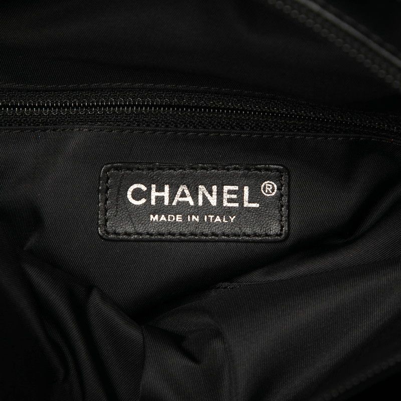 Chanel Paris Biarritz PM Black Leather Canvas Women's Chanel