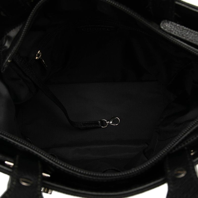 Chanel Paris Biarritz PM Black Leather Canvas Women's Chanel