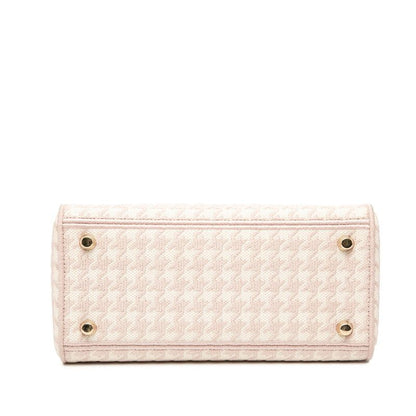 Dior Lady D-light Houndstooth Staggered Handbag Shoulder Bag 2WAY Pink White