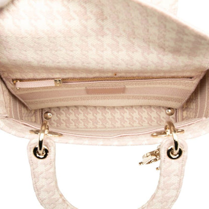 Dior Lady D-light Houndstooth Staggered Handbag Shoulder Bag 2WAY Pink White