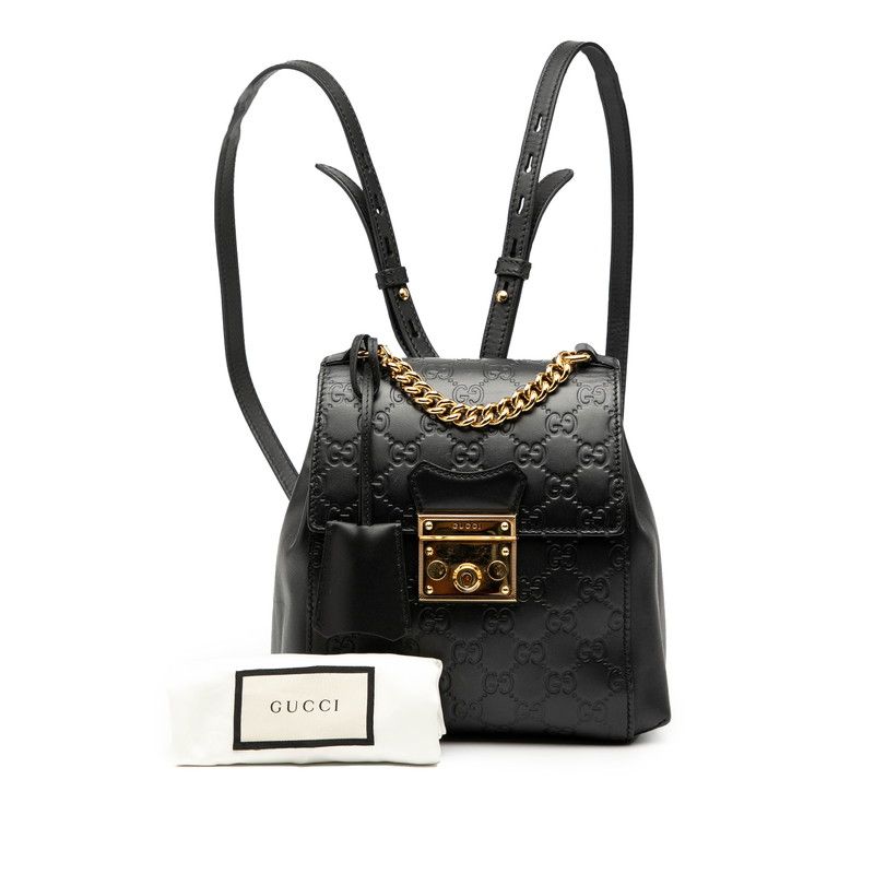 Guccissima Padlock Backpack 498194 Black Leather Women's Gucci