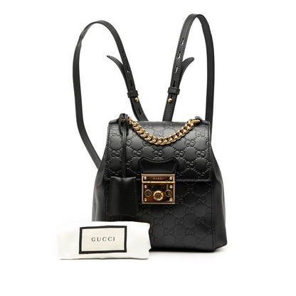 Guccissima Padlock Backpack 498194 Black Leather Women's Gucci