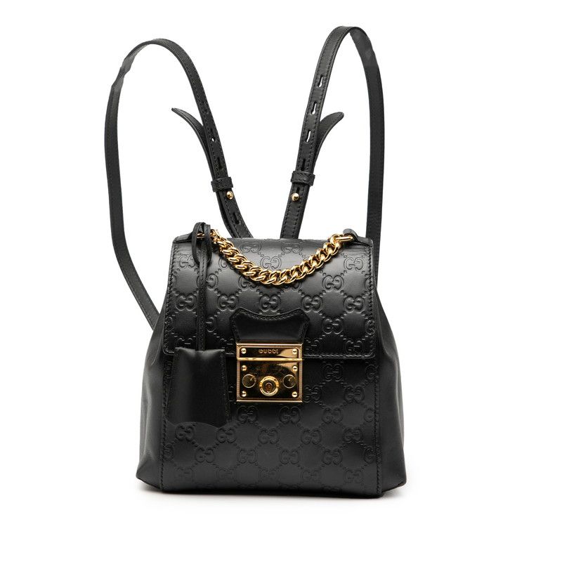 Guccissima Padlock Backpack 498194 Black Leather Women's Gucci