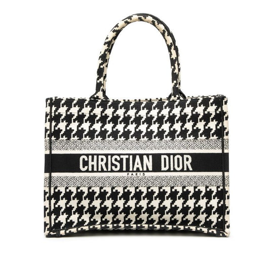 Dior Book Tote Medium Staggered Handbag Tote Bag Black White Canvas Women's Dior