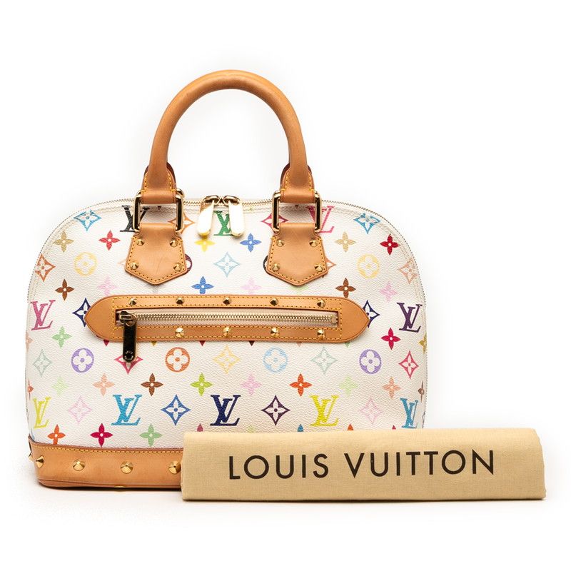 Louis Vuitton Monogram Multicolor Alma M92647 Bronze White PVC Leather Women