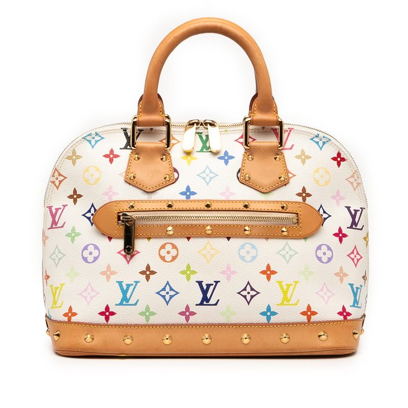 Louis Vuitton Monogram Multicolor Alma M92647 Bronze White PVC Leather Women