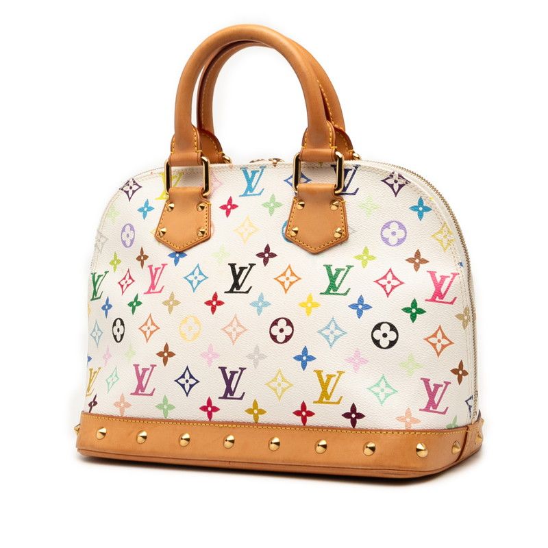 Louis Vuitton Monogram Multicolor Alma M92647 Bronze White PVC Leather Women
